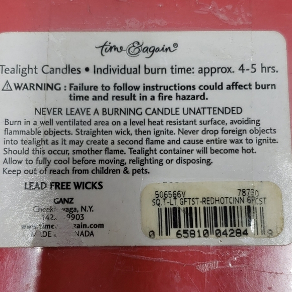 Ganz Time & Again Candle Red Votive Tealight Set Cinnamon Scented Valentines - Picture 11 of 16